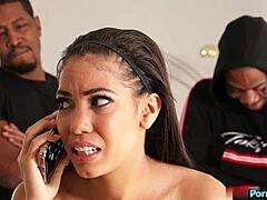 petite ebony gia milana throats two bbc monsters in threesome!