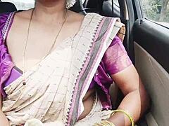 saree indian aunty's big boobs bounce during son-in-law fuck with telugu dirty talk