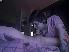 Secret webcam catches intense blowjob leading straight to massive cumshot