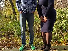 ever caught your chubby mother-in-law flashing her wet hairy pussy outdoors in stockings?