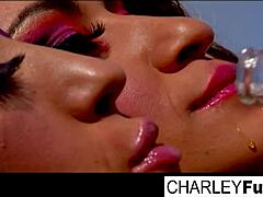 hey charlie's getting all slippery with that sexy brunette capri's wet pussy tits ass and oral lesbian fun