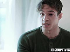 Ex-con bareback fucks athletic parole officer hunk deepthroat face fuck in office