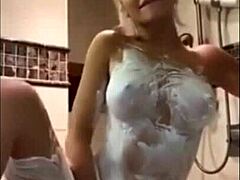 blonde babe flaunts perfect tits and ass