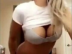 blonde babe flaunts perfect tits and ass