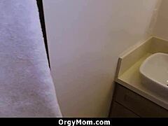 stepmom in sexy bunny outfit looks sad until orgy starts