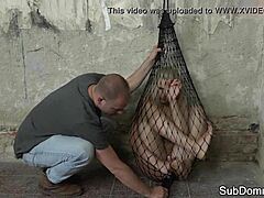 hey euro sub, trapped bound humiliated by rough maledom close-up
