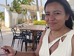 athletic latina tourist workout turns desperate pounding fuck session