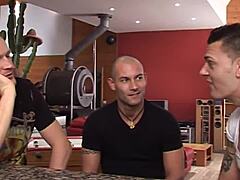 Lou drives boys wild in crazy 3-on-1 oral pussy anal cum blast frenzy