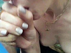 Hotwife milf takes sloppy blowjobs from group studs! Cum floods her mouth wildly