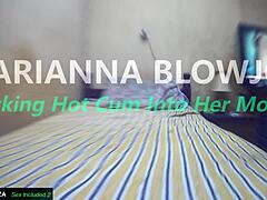 marianna slurps cock deep before gulping hot facial cumshot