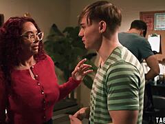 Red milf teacher Kiki Daire double penetrated by students' monster cocks