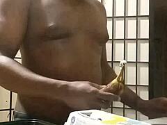 llamasr cooks bananas in kitchen after dark