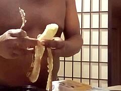 llamasr cooks bananas in kitchen after dark