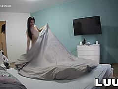 two sexy european maids flash young bodies turning cleaning into private bedroom show