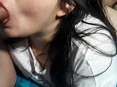 adorable petite mexican beauty teases cock with soft lips and playful tongue motions