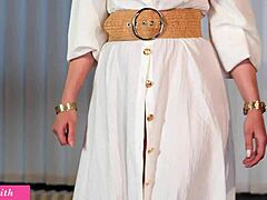 awesome chick tries on kinky miniskirts upskirts shaved pussy and BIG TITS heels