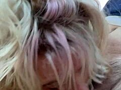 pretty hooker kneels deepthroats cum in mouth street pov