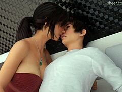 stepsister unzips for 12-inch cock deepthroat swallow