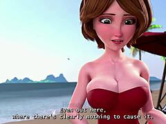 slutty cass rides cock hard on beach in hq 3d hentai anime