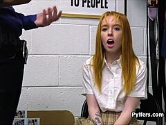 balls deep pounding fiery redhead teen suspect in office