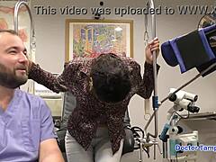 Dr Tampa Inspects Curly Latex Babe's Big Tits Ass in Handcuffs