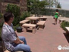 Suck this cock and balls, yells busty Diamond Kitty!