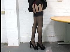 Sexy Stockings Slut Teases Pussy Before Hard Fuck