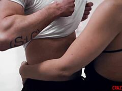 big tits milf delivers hardcore titty fuck to eager young athlete's cock