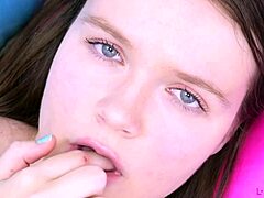 Russian Model Strips Sexy Brunette Body on Sofa for Daddy Casting