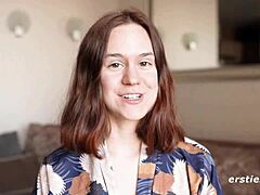 WOW ANCA'S SHAVED PUSSY POUNDED INTENSELY WITH DILDO BENT OVER!