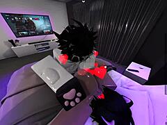 innocent femboy toyed roughly by dominant shemale lover