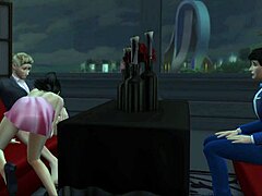 wife and old friend share asian cuckold desk fuck in cartoon threesome?