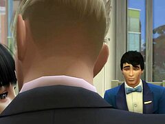 wife and old friend share asian cuckold desk fuck in cartoon threesome?