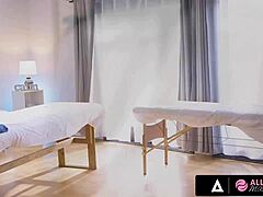 Three HOT queens dive into steamy lesbian threesome MASSAGE with oiled cunilingus and kisses