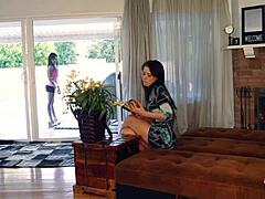 pool girl catches brunette fingering pussy and joins for licks