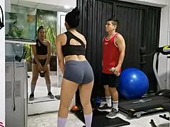 shhh my trainer covers my mouth during rough anal creampie in gym 😩🍑💦