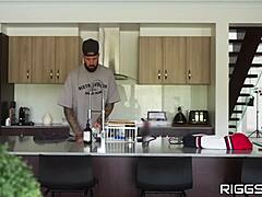 busty housewife sneaks into cheating monster cock threesome