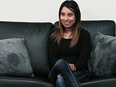 Mandy Mynx deepthroats cock on casting couch 😍 twice the face fucking fun!