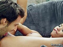 Ebony Nia Nacci's throat grips that massive interracial cock