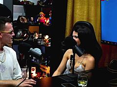 Sexy Brazilian nudist Natasha dances see-through beach then dirty talk kiss with hubby watching