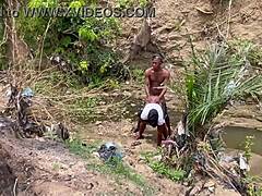 fat bbw with huge tits and big ass fucked outdoors in forest depths