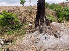 fat bbw with huge tits and big ass fucked outdoors in forest depths