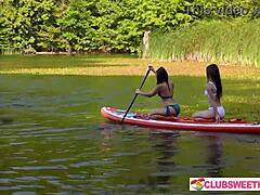 Three Cute Teens Lick Shaved Pussies In Outdoor Threesome Fingering Frenzy