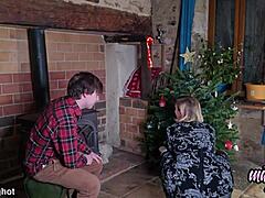 young guy fucks curvy noel stepmom while decorating tree