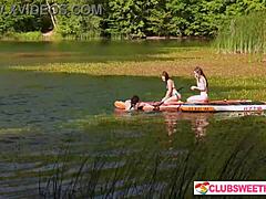 Three Cute Teens Lick Shaved Pussies In Outdoor Threesome Fingering Frenzy