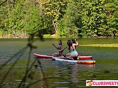 Three Cute Teens Lick Shaved Pussies In Outdoor Threesome Fingering Frenzy