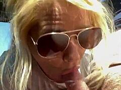 Street Hooker in Glasses Deepthroats for Huge Facial Cumshot