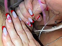 Chubby Blonde Mommy Fingers Fat Tits And Ass In Panties For Taboo Lover Close-Up