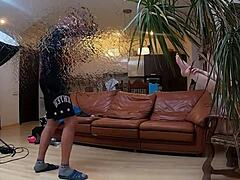 model strips naked during intense photoshoot session