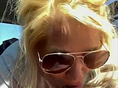 Street Hooker in Glasses Deepthroats for Huge Facial Cumshot